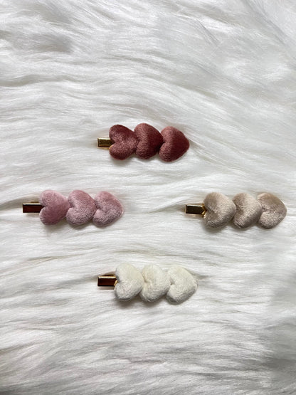 Velvet heart hair clips ("Sophia")