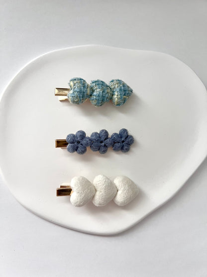 Misty blue hair clips ("Ivy")